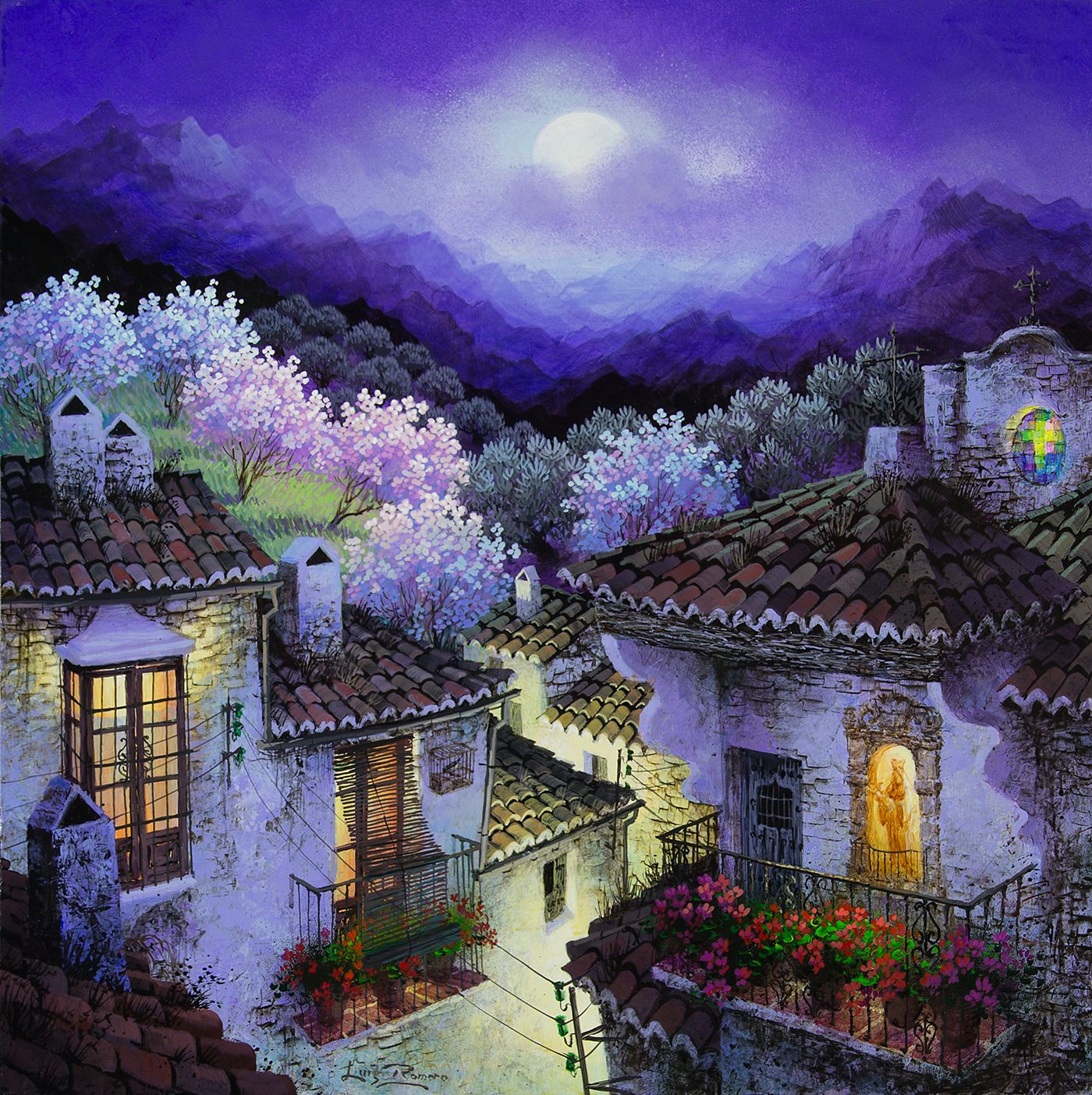Luna entre los almendros