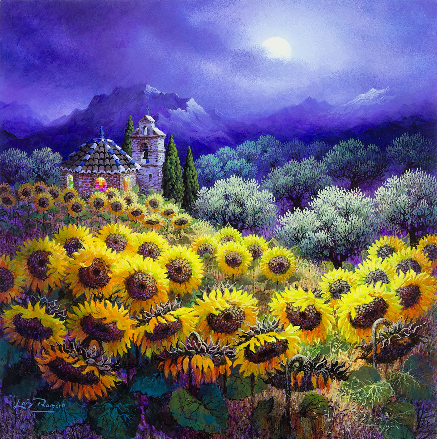 Nocturno con girasoles